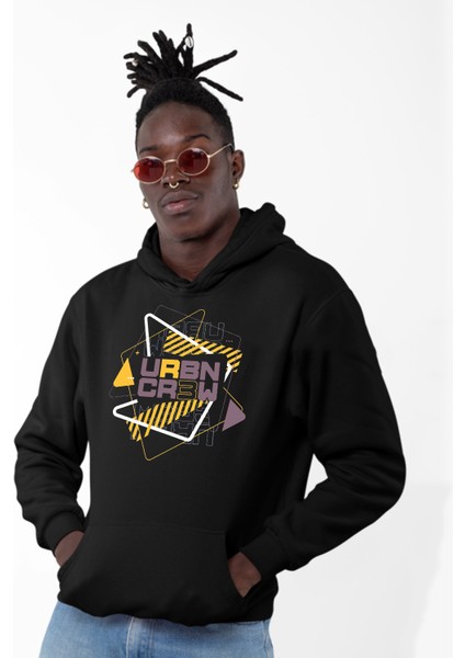 Urban Crew Baskılı Oversize Pamuk Kapüşonlu Unisex Sweatshirt Hoodie Unisex
