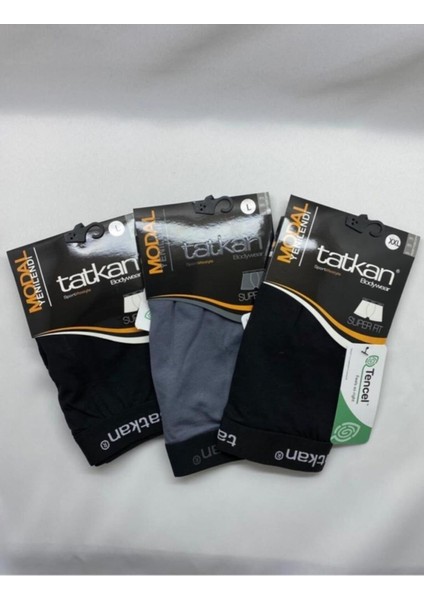 Tatkan Erkek Modal Karışık Renkli Boxer 3 Adet
