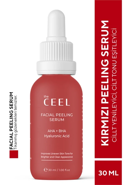 The Ceel Aha+Bha Cilt Tonu Eşitleyici & Yenileyici Kırmızı Peeling Serum 30 ml