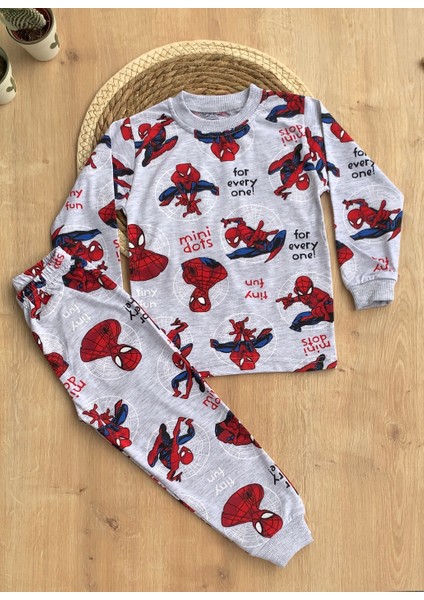 Erkek Çocuk Uzun Kollu Bisiklet Yakalı Spiderman Pijama Takımı