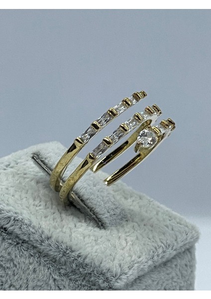 Çelik Gold Bulgari Model Taşlı Şık Yüzük