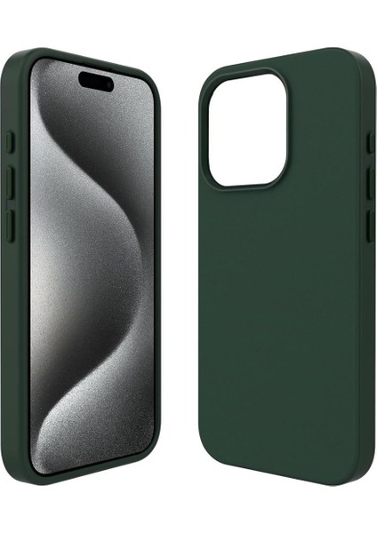 Apple iPhone 15 Pro Kılıf Magsafe Nubuk Tarzı Mikro Fiber Mimoza Kapak