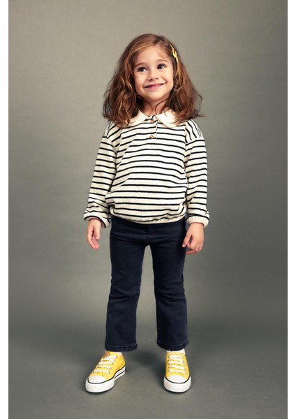 Kız Bebek Polo Yaka Çizgili Sweatshirt A9897A523AU fiyatları
