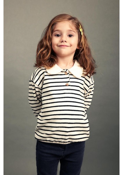 Kız Bebek Polo Yaka Çizgili Sweatshirt A9897A523AU modelleri