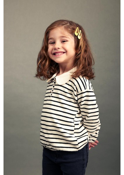 Kız Bebek Polo Yaka Çizgili Sweatshirt A9897A523AU fırsatları