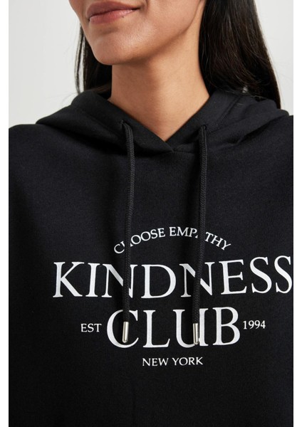Oversize Fit Kapüşonlu Kalın Sweatshirt B4055AX23AU