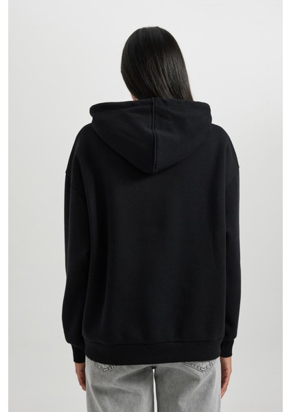 Oversize Fit Kapüşonlu Kalın Sweatshirt B4055AX23AU