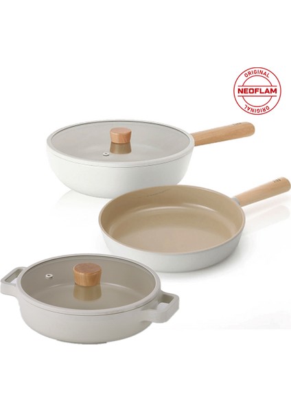 Fika Bej 5 Parça Pratik 26 cm Tencere Tava Wok Set