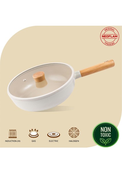 Fika Bej 5 Parça Pratik 26 cm Tencere Tava Wok Set