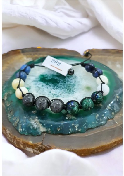 Yay Burcu Şık Erkek Doğal Taş Bileklik ( Kalsit , Lapis , Labradorit , Azurit , Ay Taşı ) YAYERKEK777 fiyatları