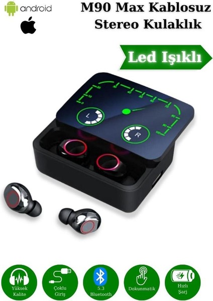 M90 Max Bluetooth Kulaklık Powerbankli Hız Göstergeli Mikrofonlu Kulak Içi Oyuncu Kulaklık fiyatları