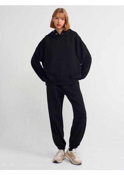 40156 Oversize Pamuklu Sweatshirt-Siyah