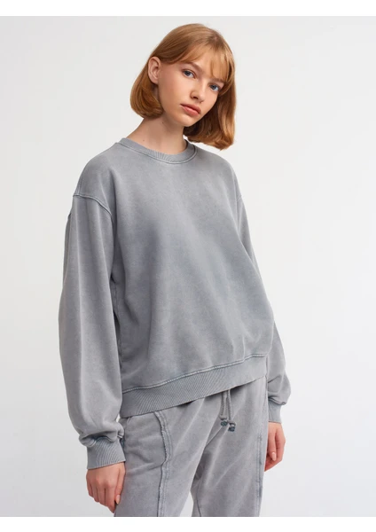 40144 Bisiklet Yaka Sweatshirt-Gri