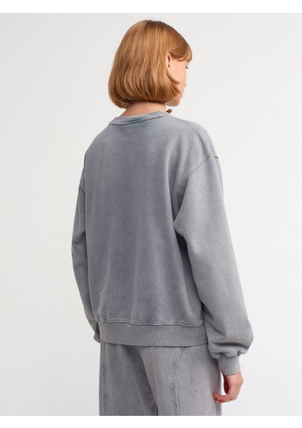 40144 Bisiklet Yaka Sweatshirt-Gri