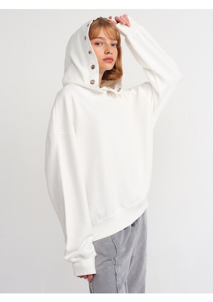 40156 Oversize Pamuklu Sweatshirt-Ekru