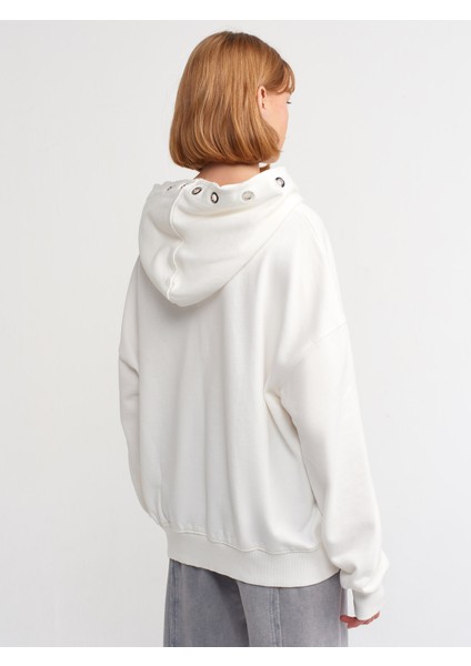 40156 Oversize Pamuklu Sweatshirt-Ekru