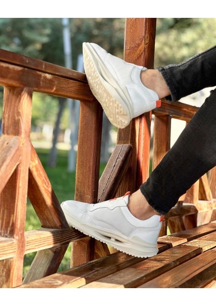 0348 Deri Beyaz Sneaker Erkek Ayakkabı