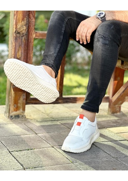 0348 Deri Beyaz Sneaker Erkek Ayakkabı