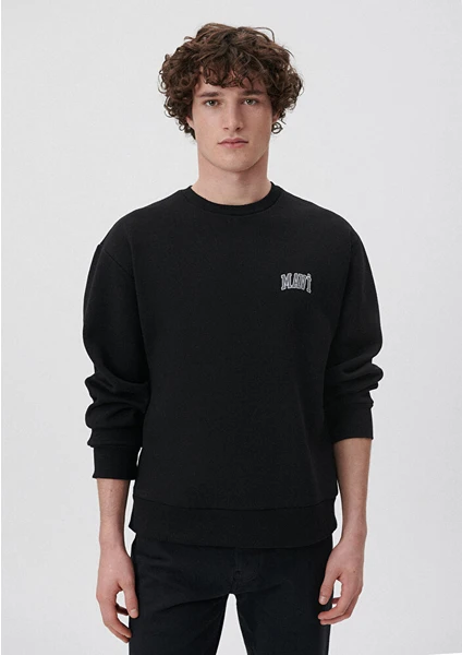 Logo Baskılı Siyah Sweatshirt