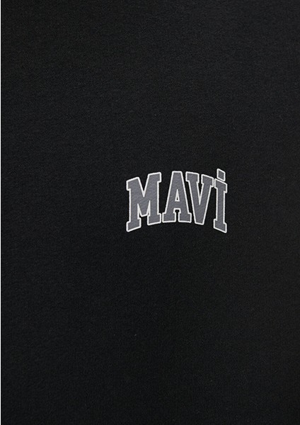 Logo Baskılı Siyah Sweatshirt