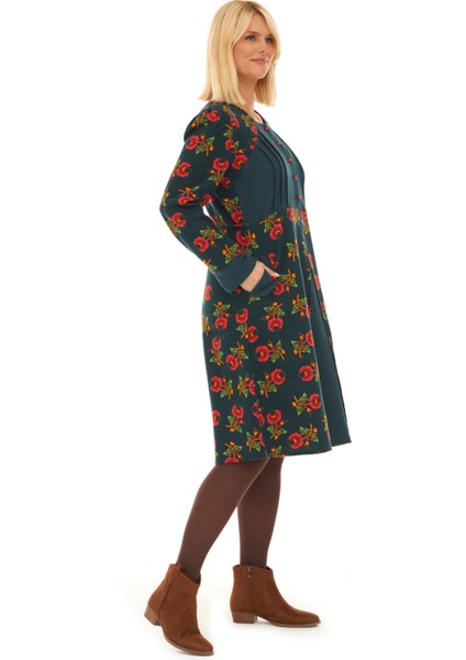 Pazen Petrol Çiçekli Sonbahar ve Kışlık Elbise fırsatları