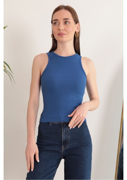 Kaşkorse Kumaş Halter Yaka Kadın Bluz-Saks fiyatları