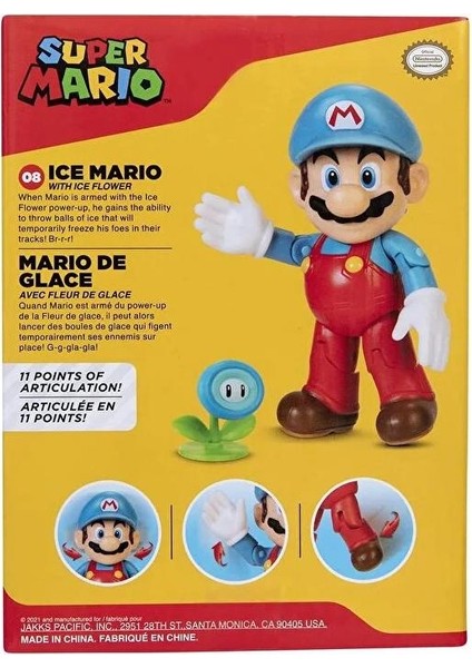 Nintendo Super Mario Figürü Buz Mario ve Çiçek Lisanslı 10 cm