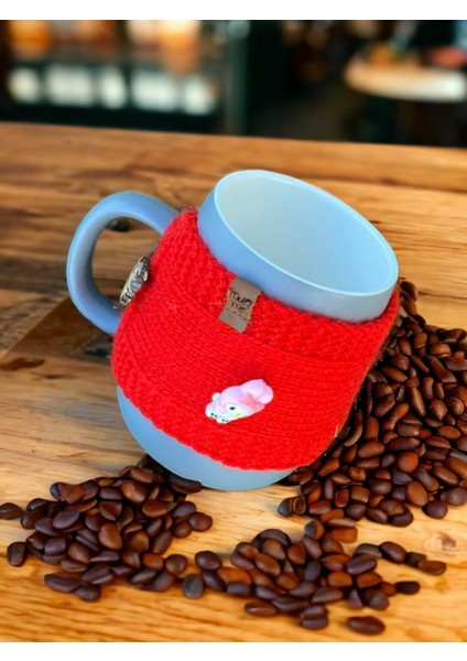 Mugme Düğmeli Eğleceli Hediyelik Bardak Fincan Termos Mug Tutucu Giysisi
