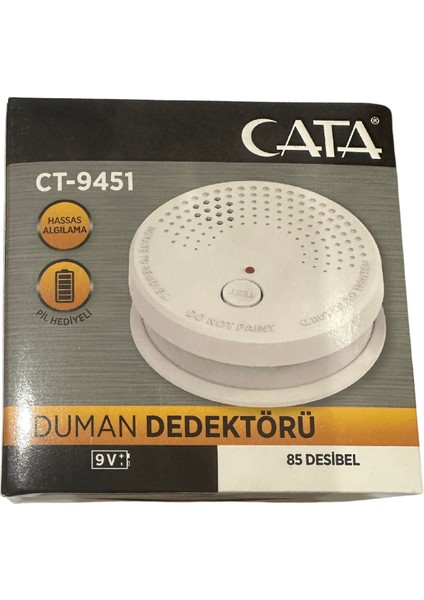 CT-9451 85 Desibel Hassas Algılamalı Pilli Duman Dedektörü (2 Adet)