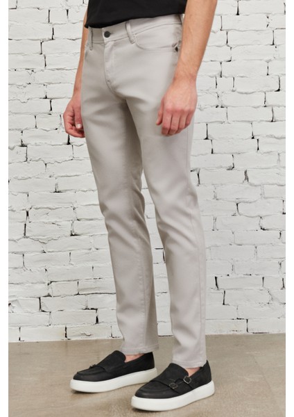 Erkek Taş Slim Fit Dar Kesim 5 Cep Armürlü Esnek Pantolon