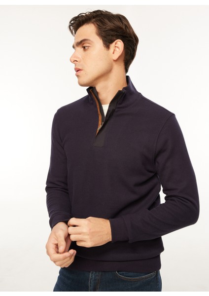 Bato Yaka Düz Lacivert Erkek Sweatshırt FC3WM-SWT325