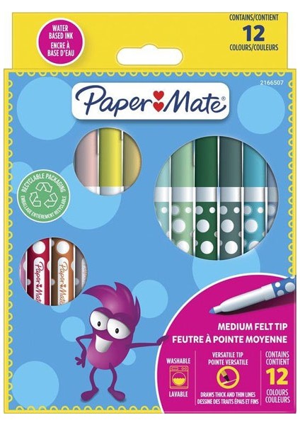 Papermate Keçeli Boya 12 Renk 2166507