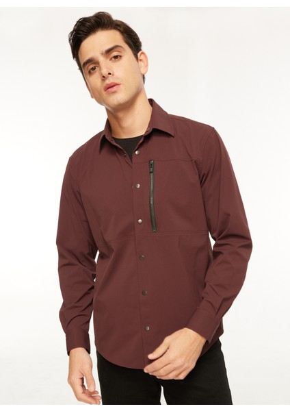 Basic Gömlek Yaka Düz Bordo Erkek Gömlek F3WM-GML171 modelleri
