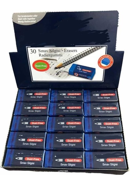 FABER CASTELL Sınav Silgisi Mavi 30 Adet 1 Kutu