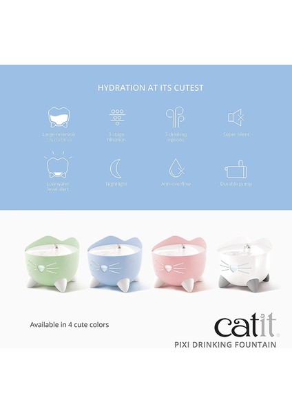 Pixi Fountain Çelik Hazneli Kedi Köpek İçin Otomatik Su Kabı 2 Lt fiyatları