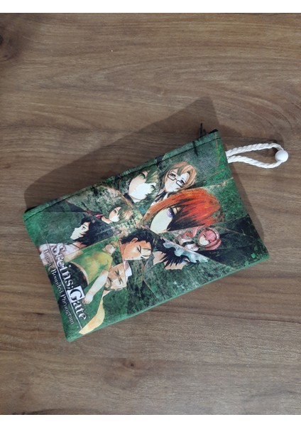 Steins Gate Desenli Tasarım Bez Kalemlik-Cüzdan