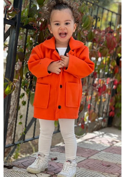 Kız Çocuk Kışlık Kaşe Kaban - Orange fırsatları