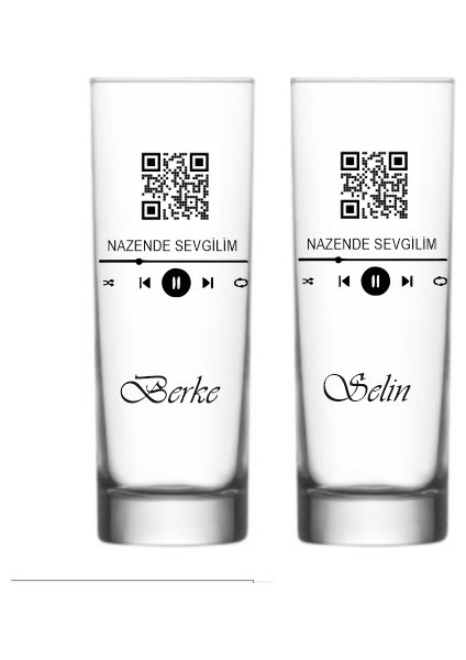 Blackbonds Kişiye Özel Müzik Barkodlu ve Isim Baskılı Vodka Votka ve Meşrubat Bardağı 2 Li