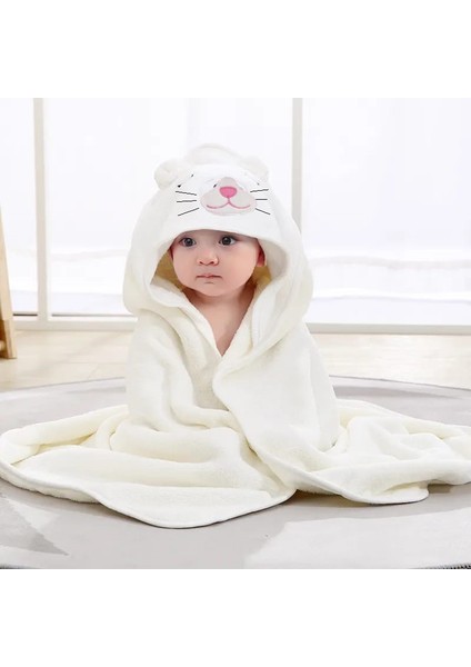 Pamuk Bebek Kundak Havlusu, Nakışlı Bebek Havlusu, Bebek Havlusu 75X75CM