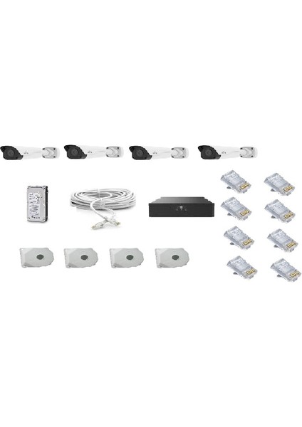 Unv 2 Mp 2.8 m lens ultra WDR metal kasa SESLİ Ip Kamera Seti POE