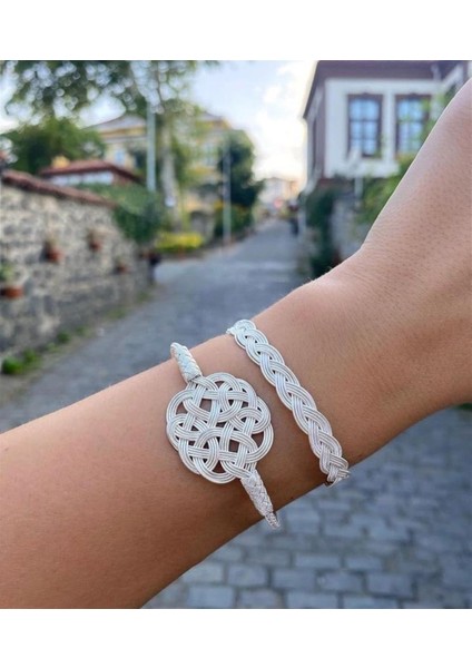 Kadın Gümüş Kazaziye Bileklik Kombin 0044