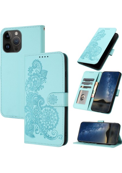 iPhone 15 Pro Max Flip Deri Manyetik Koruyucu Cüzdan Bilek Kayışı Telefon Kılıfı (Yurt Dışından)