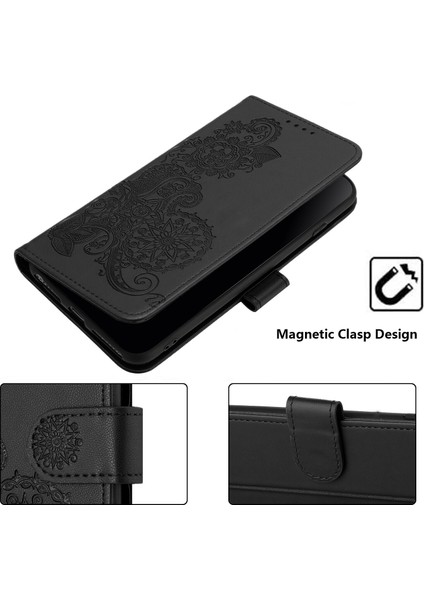 iPhone 15 Pro Max Flip Deri Manyetik Koruyucu Cüzdan Bilek Kayışı Telefon Kılıfı (Yurt Dışından)