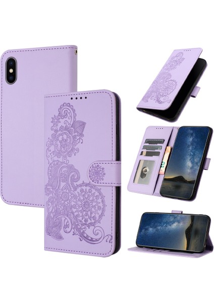 iPhone Xs Max Flip Deri Manyetik Koruyucu Cüzdan Bilek Kayışı Telefon Kılıfı (Yurt Dışından)