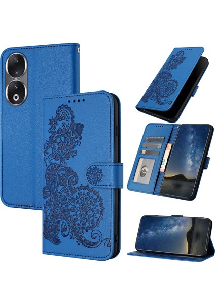 Honor 90 Flip Deri Manyetik Koruyucu Cüzdan Bilek Kayışı Telefon Kılıfı (Yurt Dışından)