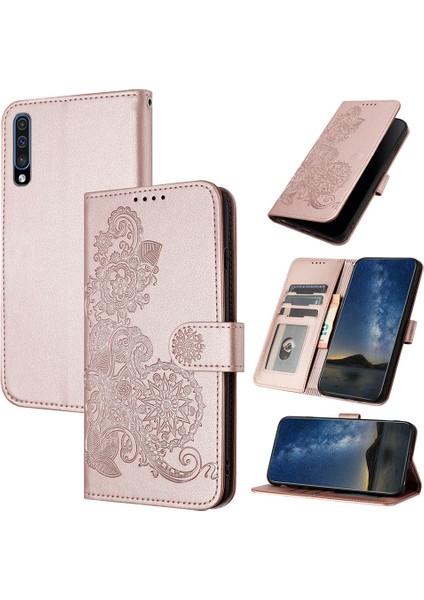 Samsung Galaxy A70 Flip Deri Manyetik Koruyucu Cüzdan Bilek Kayışı Telefon Kılıfı (Yurt Dışından)