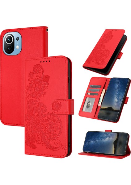 Xiaomi Mi 11 Flip Deri Manyetik Koruyucu Cüzdan Bilek Kayışı Telefon Kılıfı (Yurt Dışından)