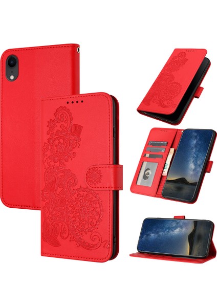 iPhone Xr Flip Deri Manyetik Koruyucu Cüzdan Bilek Kayışı Telefon Kılıfı (Yurt Dışından)