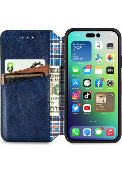 iPhone 14 Kart Tutuculu Cüzdan Pu Deri Çevirme Çubuğu Telefon Kılıfı (Yurt Dışından)