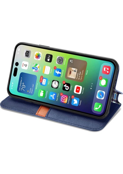 iPhone 14 Kart Tutuculu Cüzdan Pu Deri Çevirme Çubuğu Telefon Kılıfı (Yurt Dışından)
